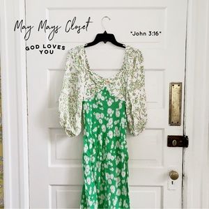 NWT Rixo Floral Vintage Retro Maxi MIDI Sweetheart heart trend Small 2 Green